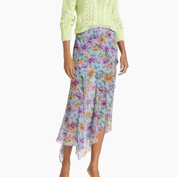 UEC Veronica Beard Floral midi silk flutter skirt size 4